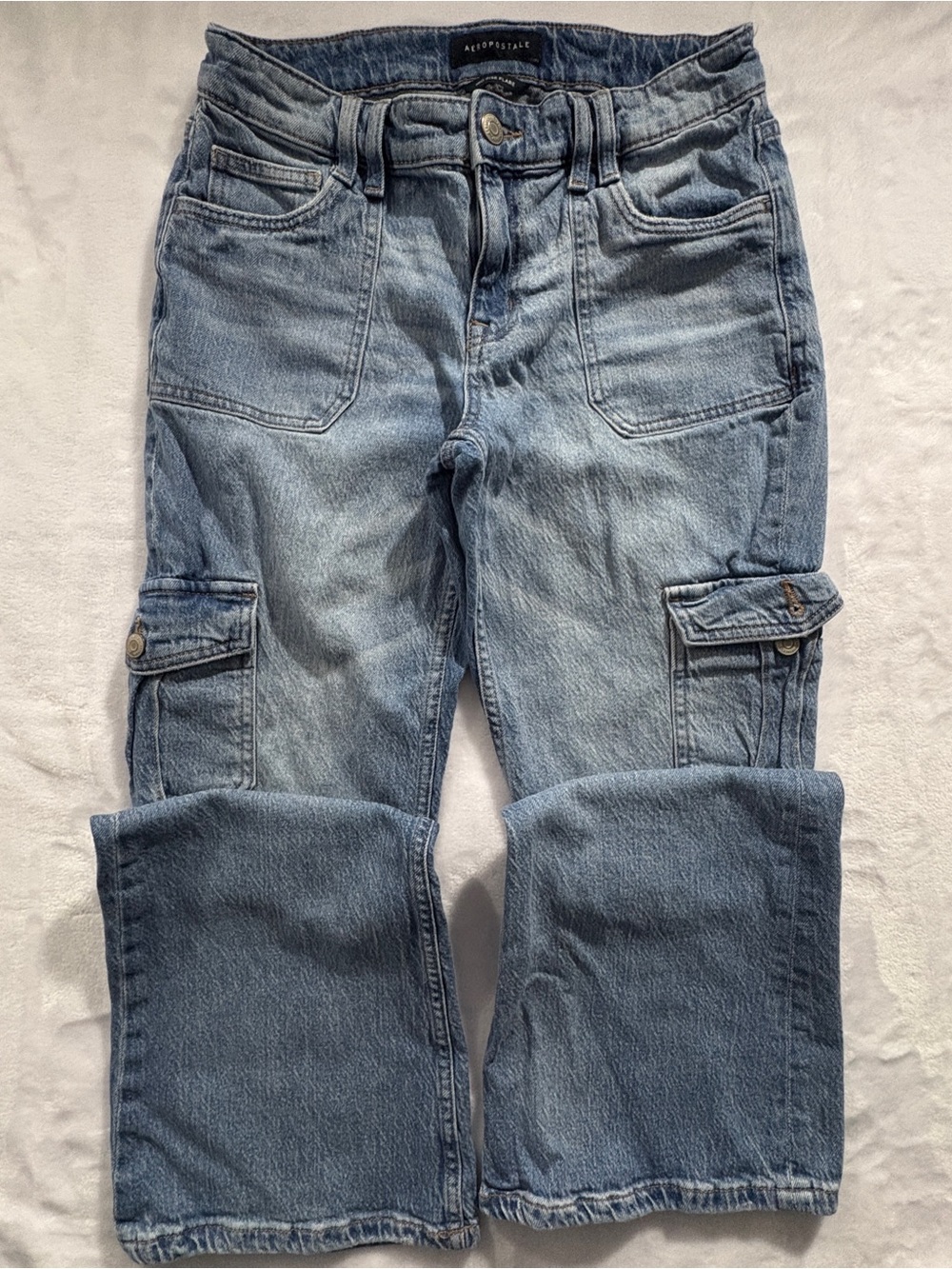 Aeropostale Light Blue Wide-Leg Cargo Jeans for Women size 7